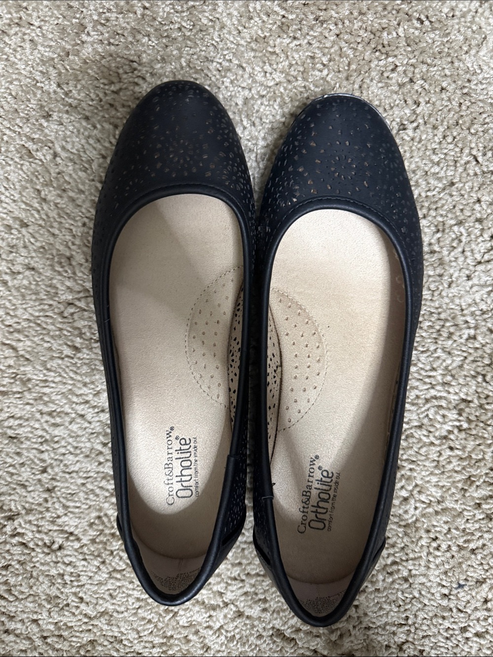 croft & barrow Black Perforated Ballet Flats